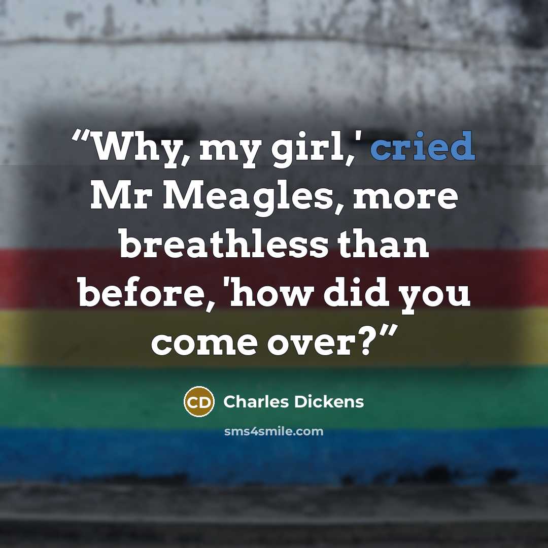 “Why, my girl,' cried Mr Meagles, more breathless than before, 'how did you come over?” quote by Charles Dickens