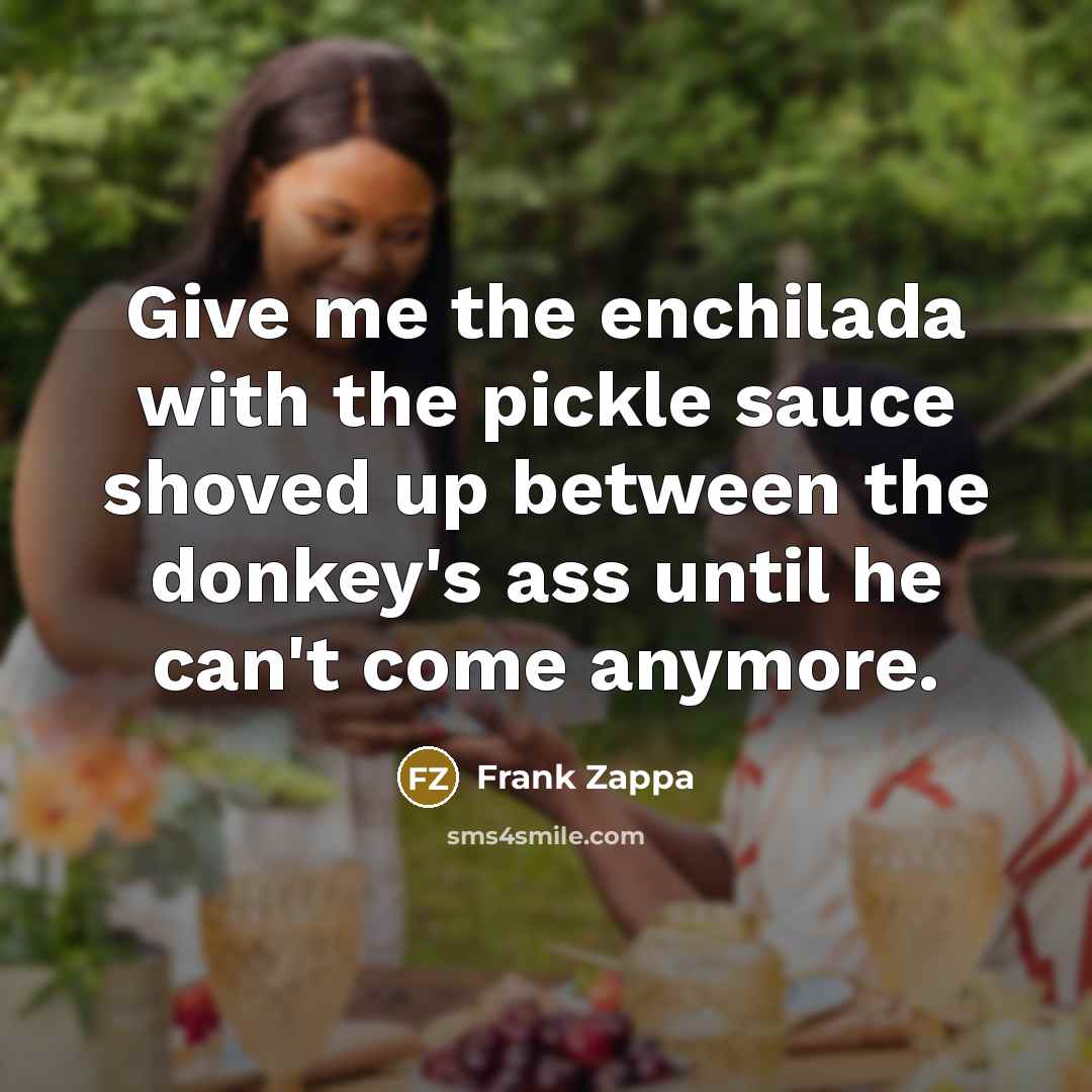 “Give me the enchilada with the pickle sauce shoved up…” quote by Frank Zappa