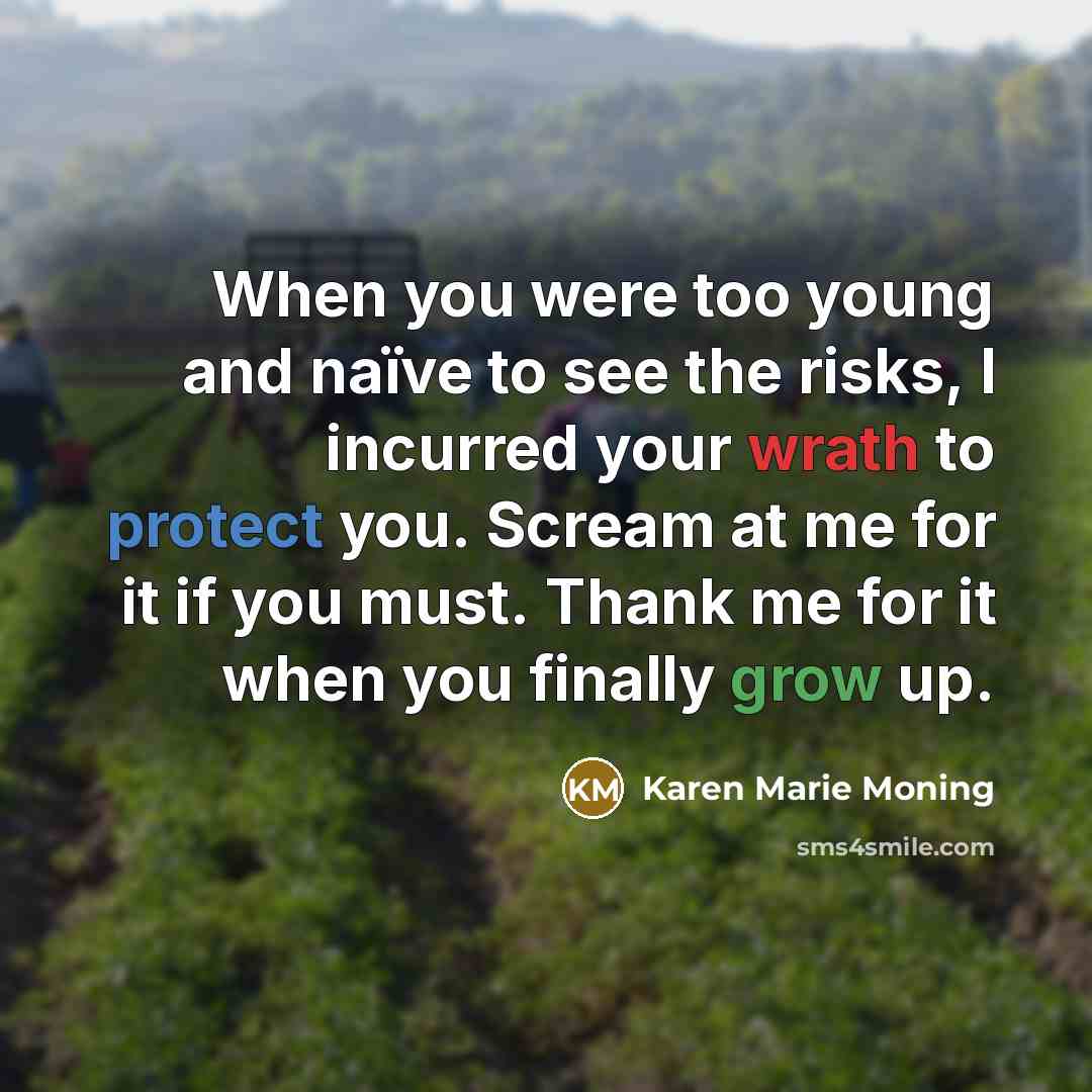 “When you were too young and naïve to see the…” quote by Karen Marie Moning