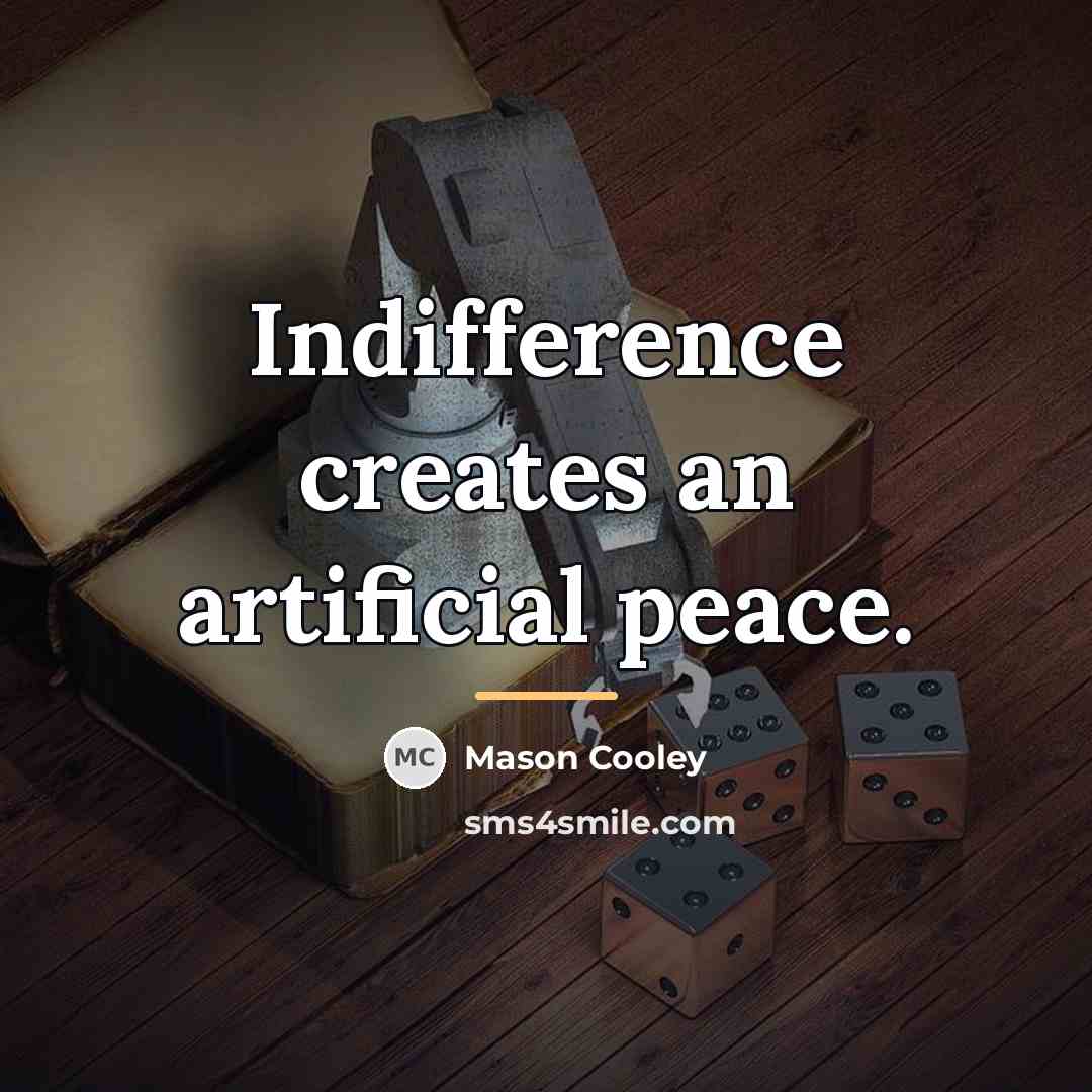 “Indifference creates an artificial peace.…” quote by Mason Cooley