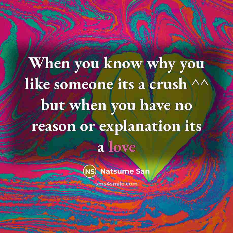 “When you know why you like someone its a crush…” quote by Natsume San