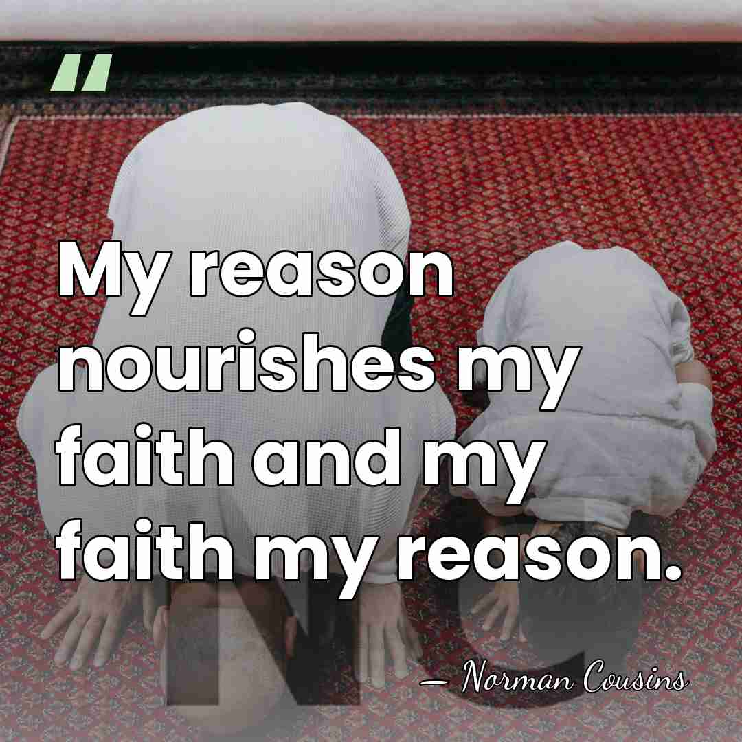 My reason nourishes my faith and my faith my reason. - Norman Cousins