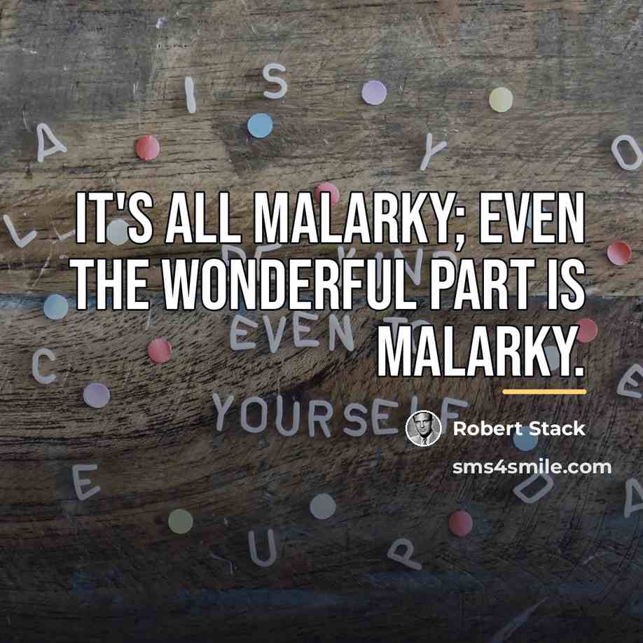“It's all malarky; even the wonderful part is malarky.…” quote by Robert Stack