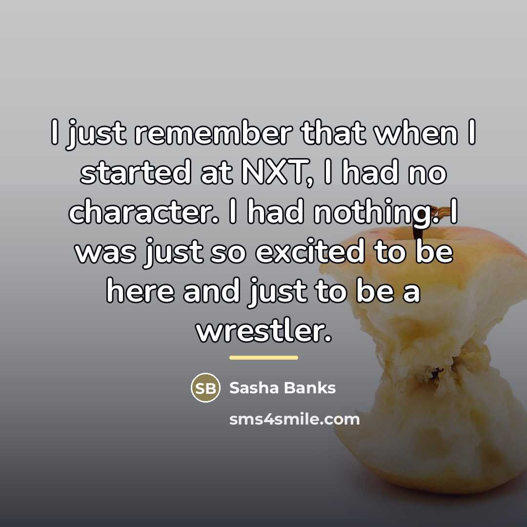 “I just remember that when I started at NXT, I…” quote by Sasha Banks