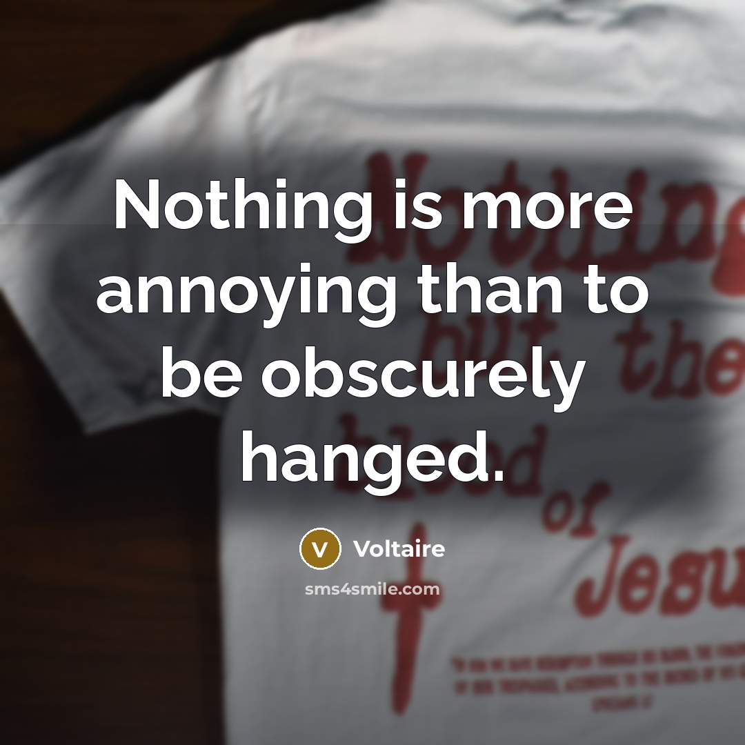 “Nothing is more annoying than to be obscurely hanged.…” quote by Voltaire