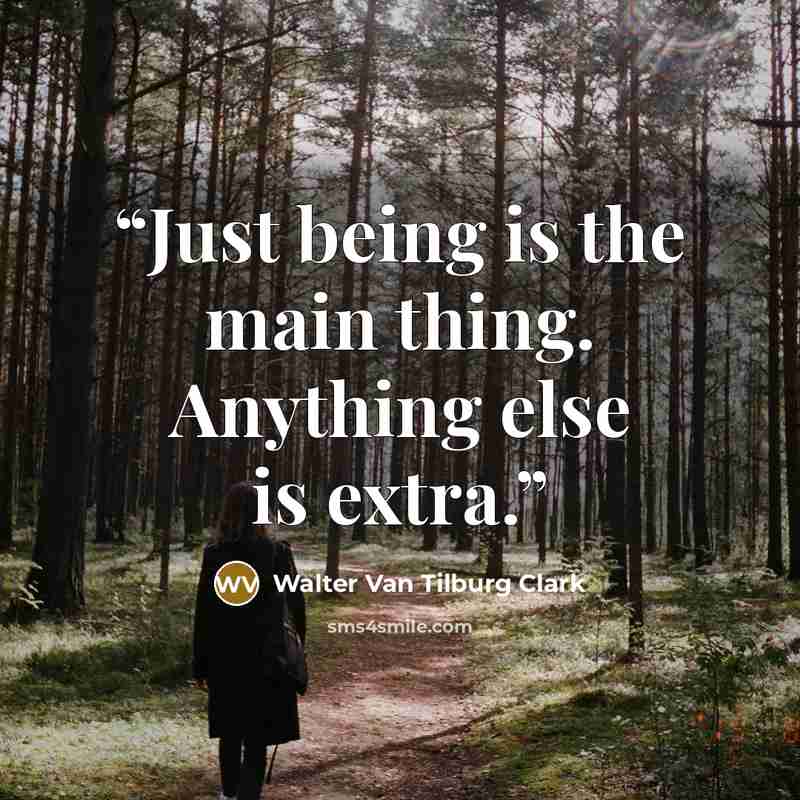 “Just being is the main thing. Anything else is extra.” quote by Walter Van Tilburg Clark