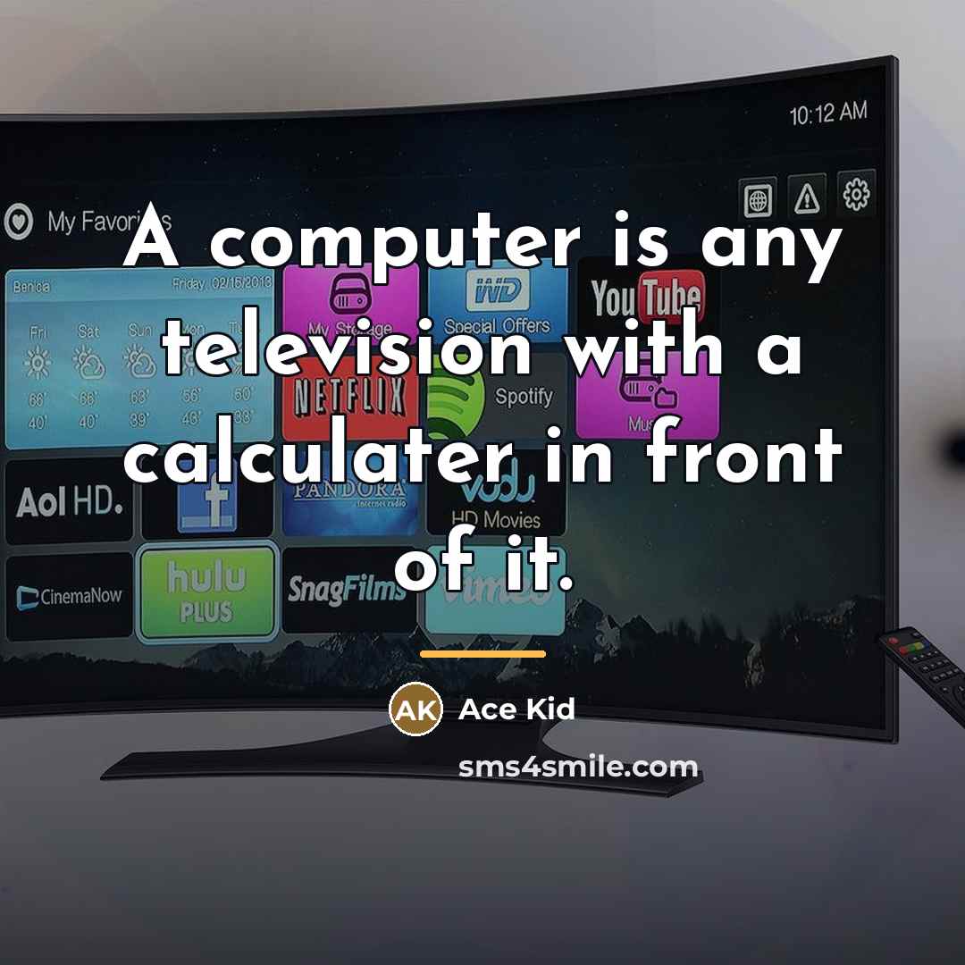 “A computer is any television with a calculater in front…” quote by Ace Kid