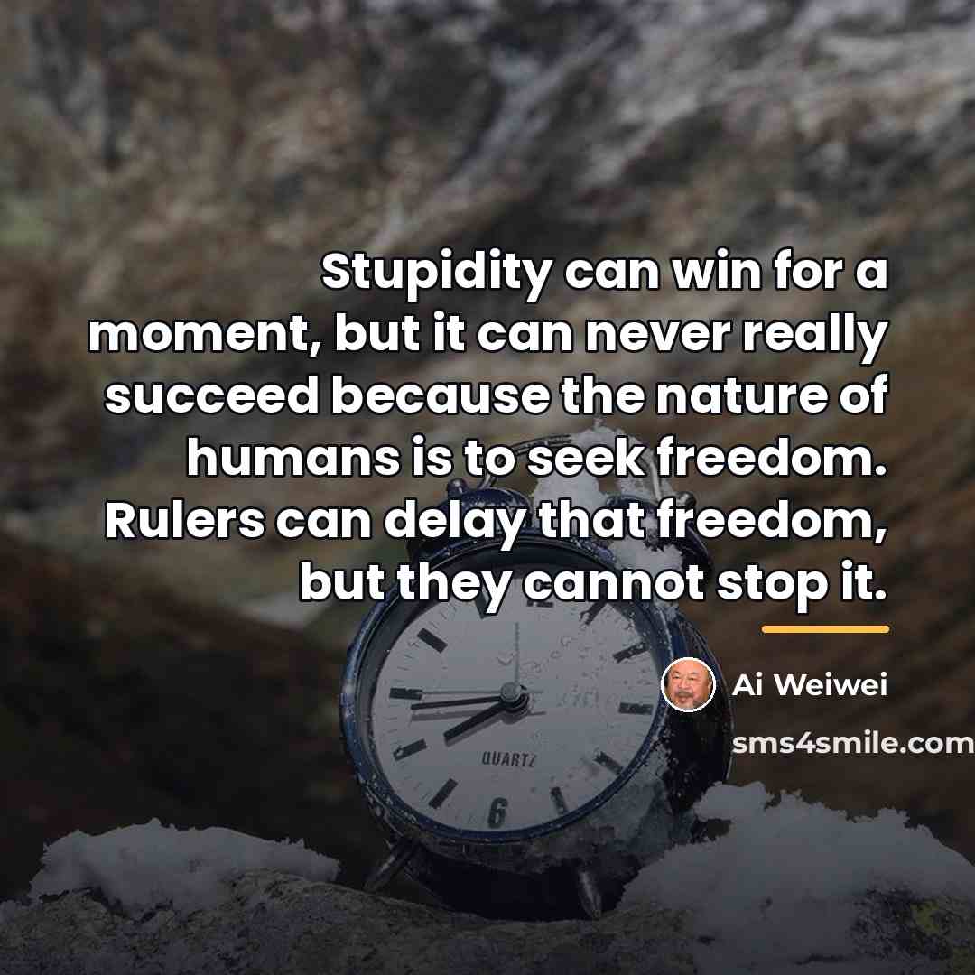 “Stupidity can win for a moment, but it can never…” quote by Ai Weiwei