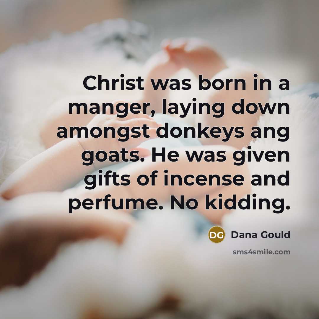 “Christ was born in a manger, laying down amongst donkeys…” quote by Dana Gould