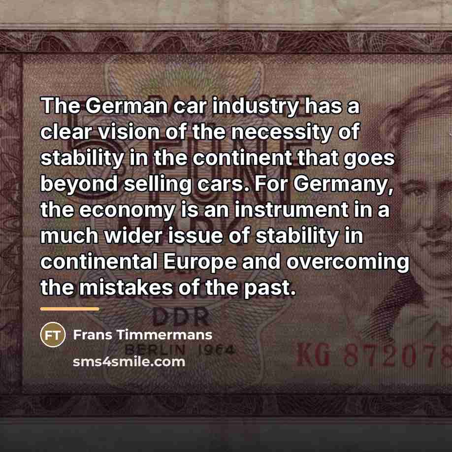 “The German car industry has a clear vision of the…” quote by Frans Timmermans