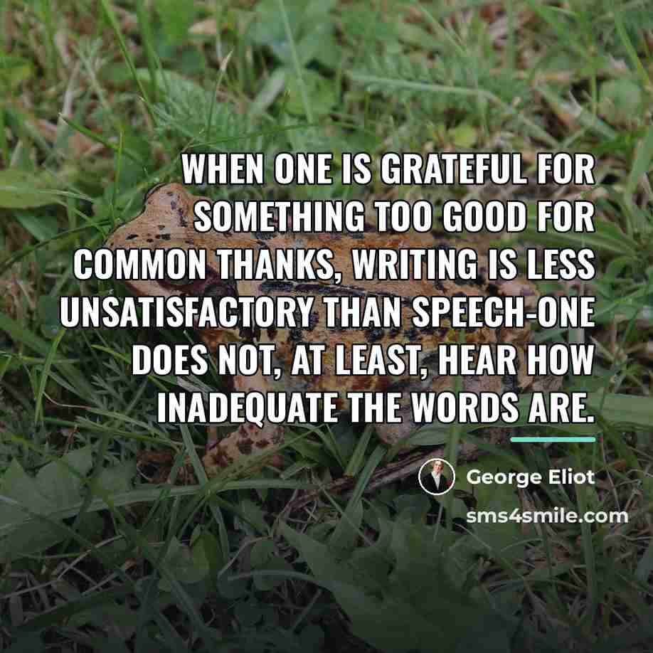 “When one is grateful for something too good for common…” quote by George Eliot