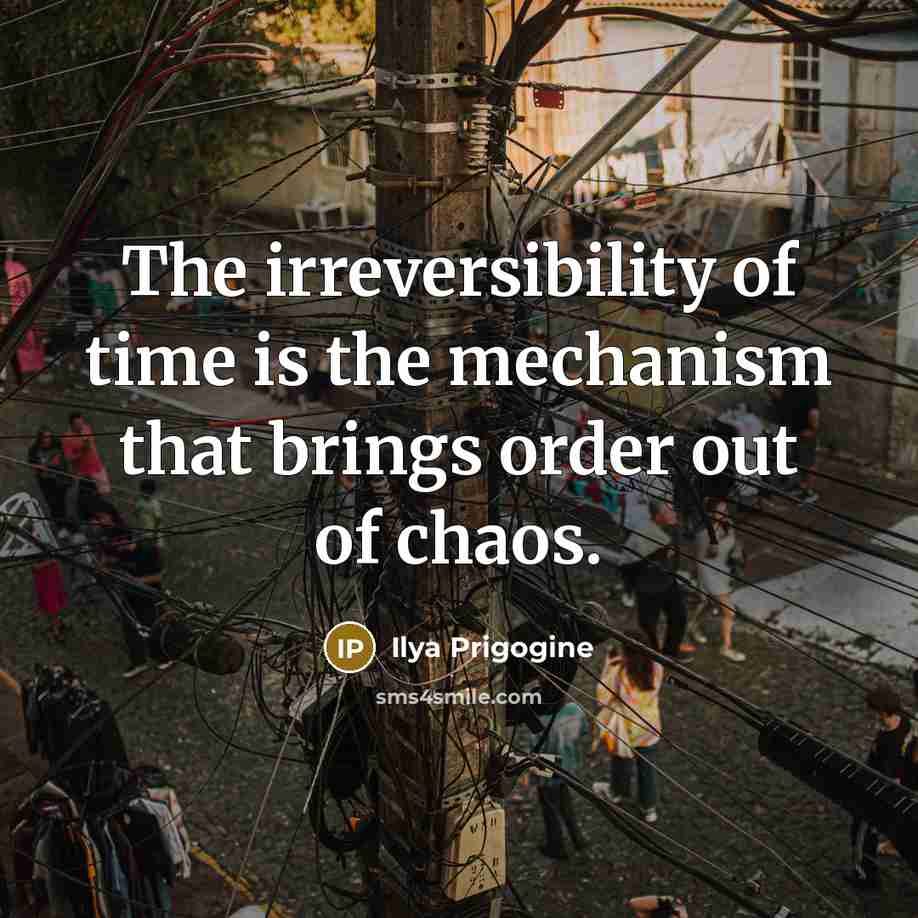 “The irreversibility of time is the mechanism that brings order…” quote by Ilya Prigogine