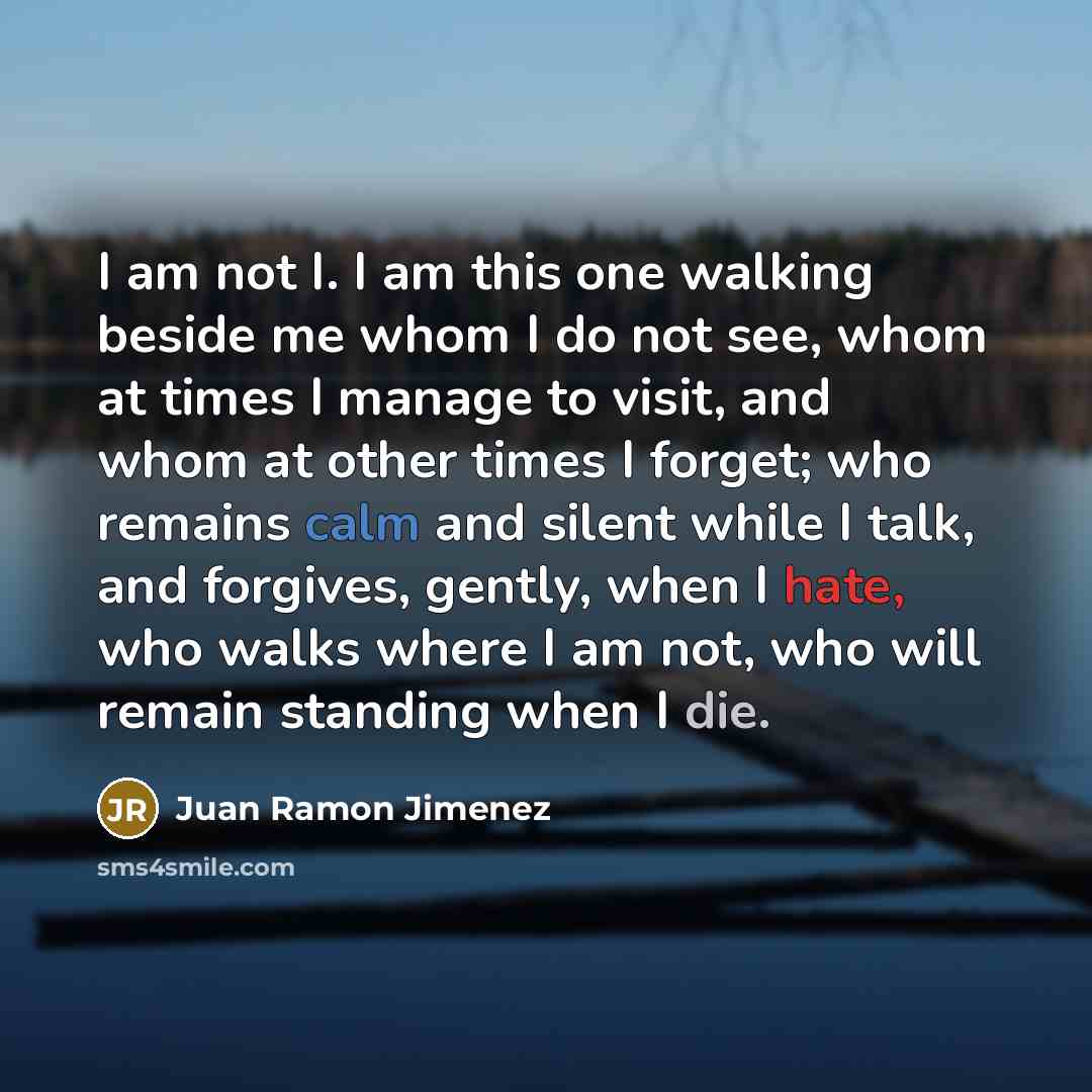 “I am not I. I am this one walking beside…” quote by Juan Ramon Jimenez