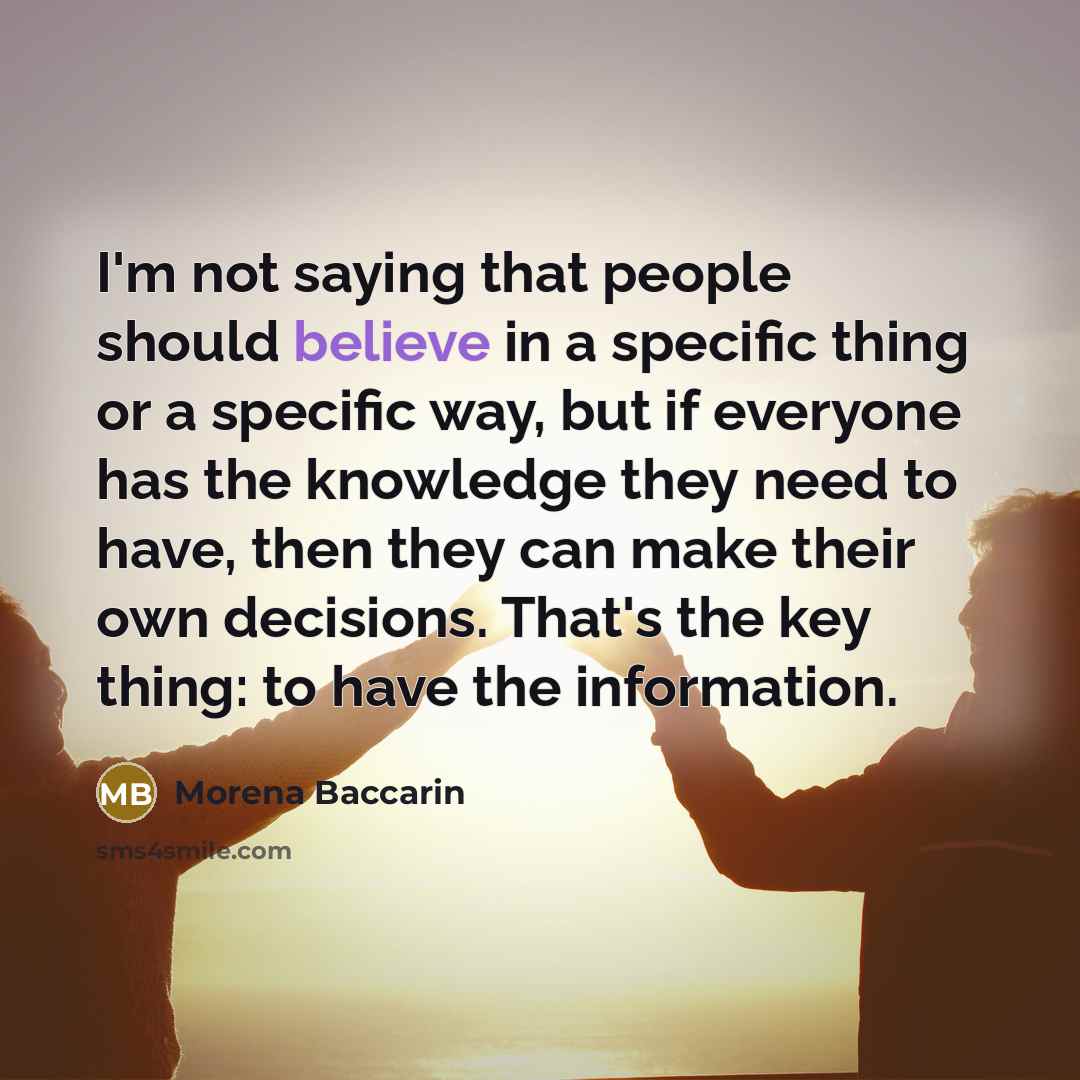 “I'm not saying that people should believe in a specific…” quote by Morena Baccarin