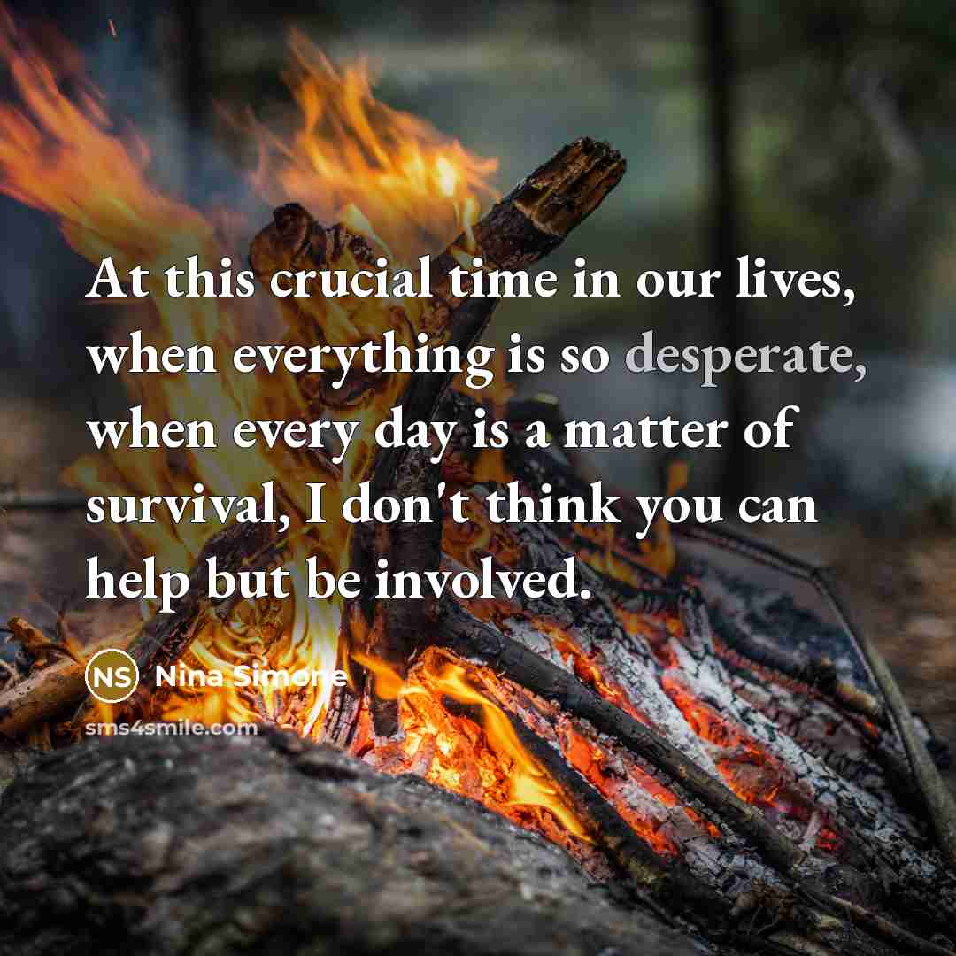 “At this crucial time in our lives, when everything is…” quote by Nina Simone