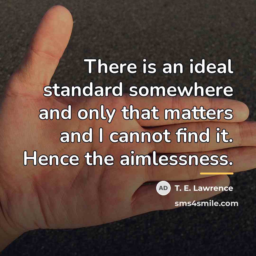 “There is an ideal standard somewhere and only that matters…” quote by T. E. Lawrence
