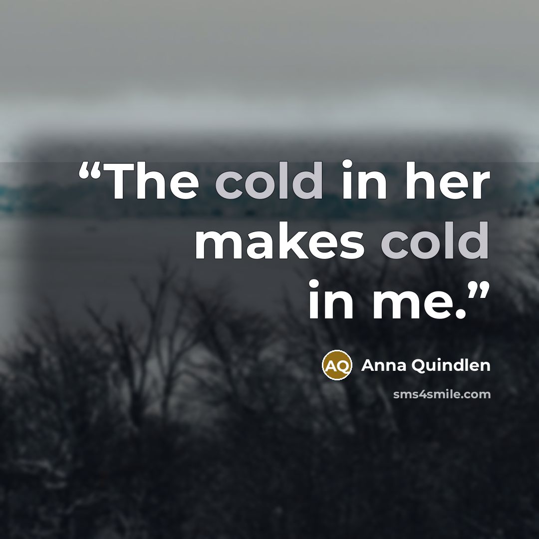 “The cold in her makes cold in me.” quote by Anna Quindlen