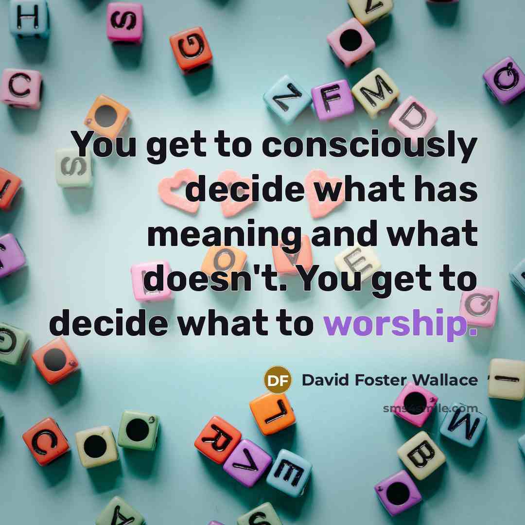 “You get to consciously decide what has meaning and what…” quote by David Foster Wallace