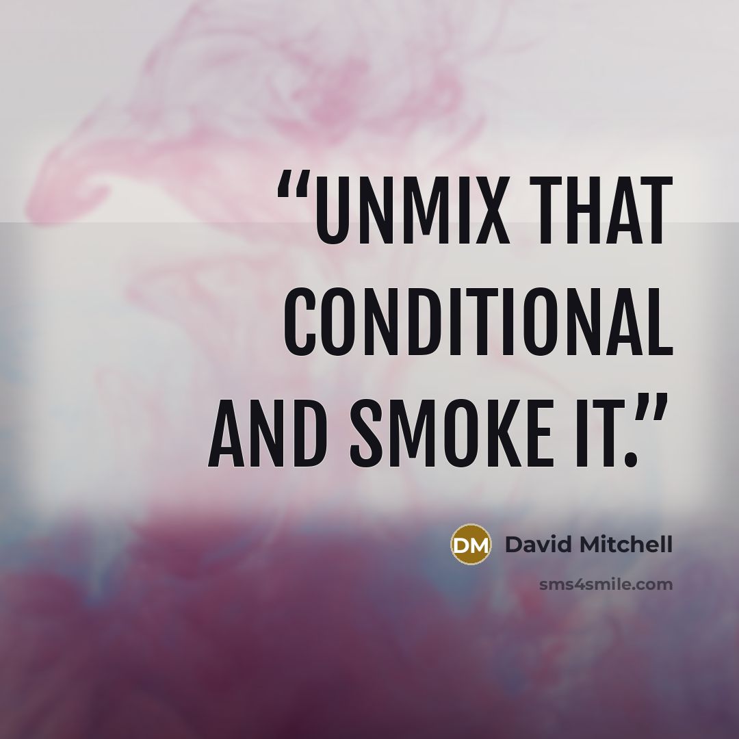 “Unmix that conditional and smoke it.” quote by David Mitchell