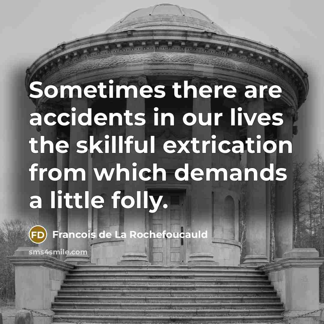 “Sometimes there are accidents in our lives the skillful extrication…” quote by Francois de La Rochefoucauld