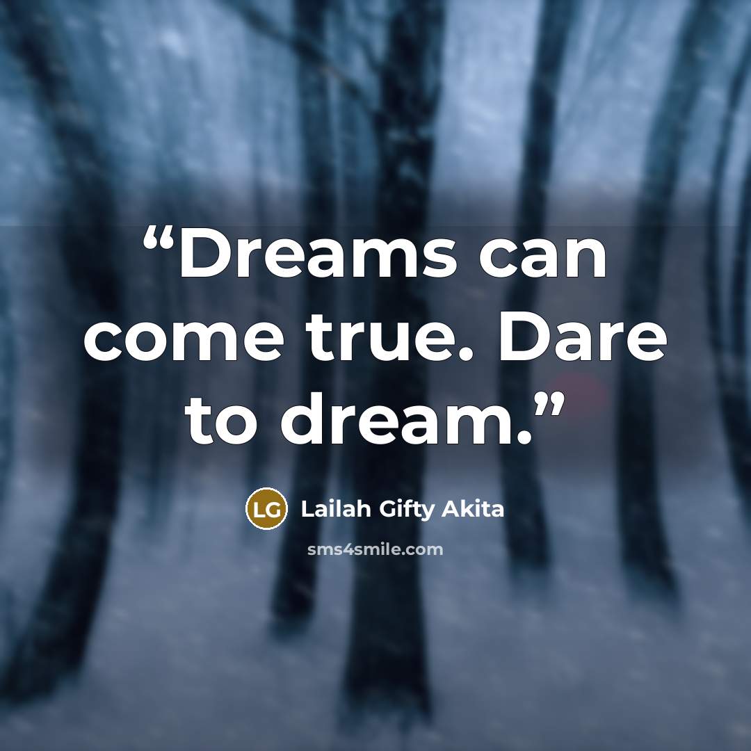 “Dreams can come true. Dare to dream.” quote by Lailah Gifty Akita