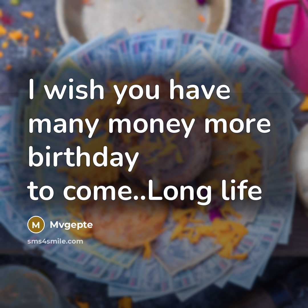 “I wish you have many money more birthday to come..Long…” quote by Mvgepte