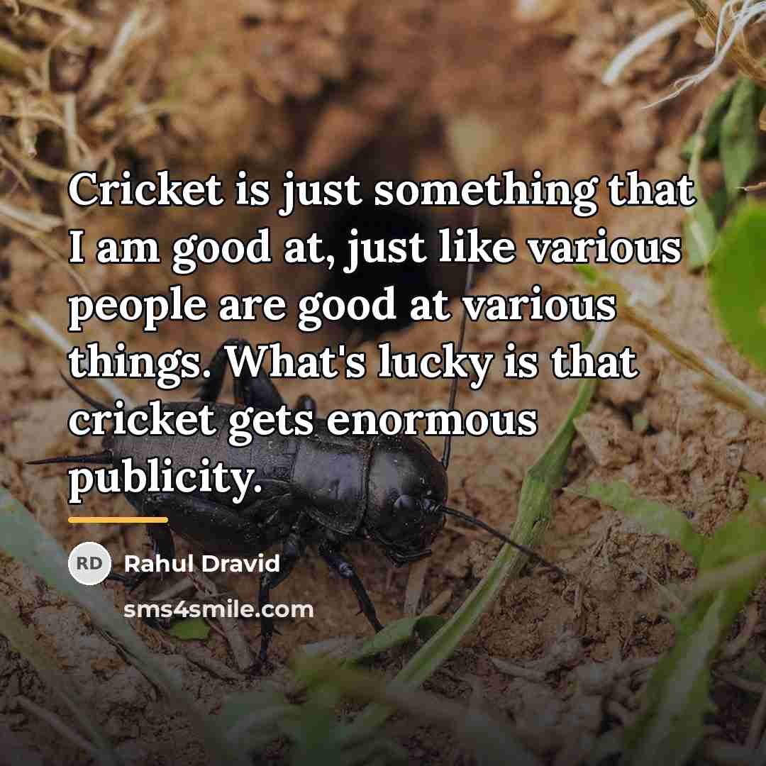 “Cricket is just something that I am good at, just…” quote by Rahul Dravid