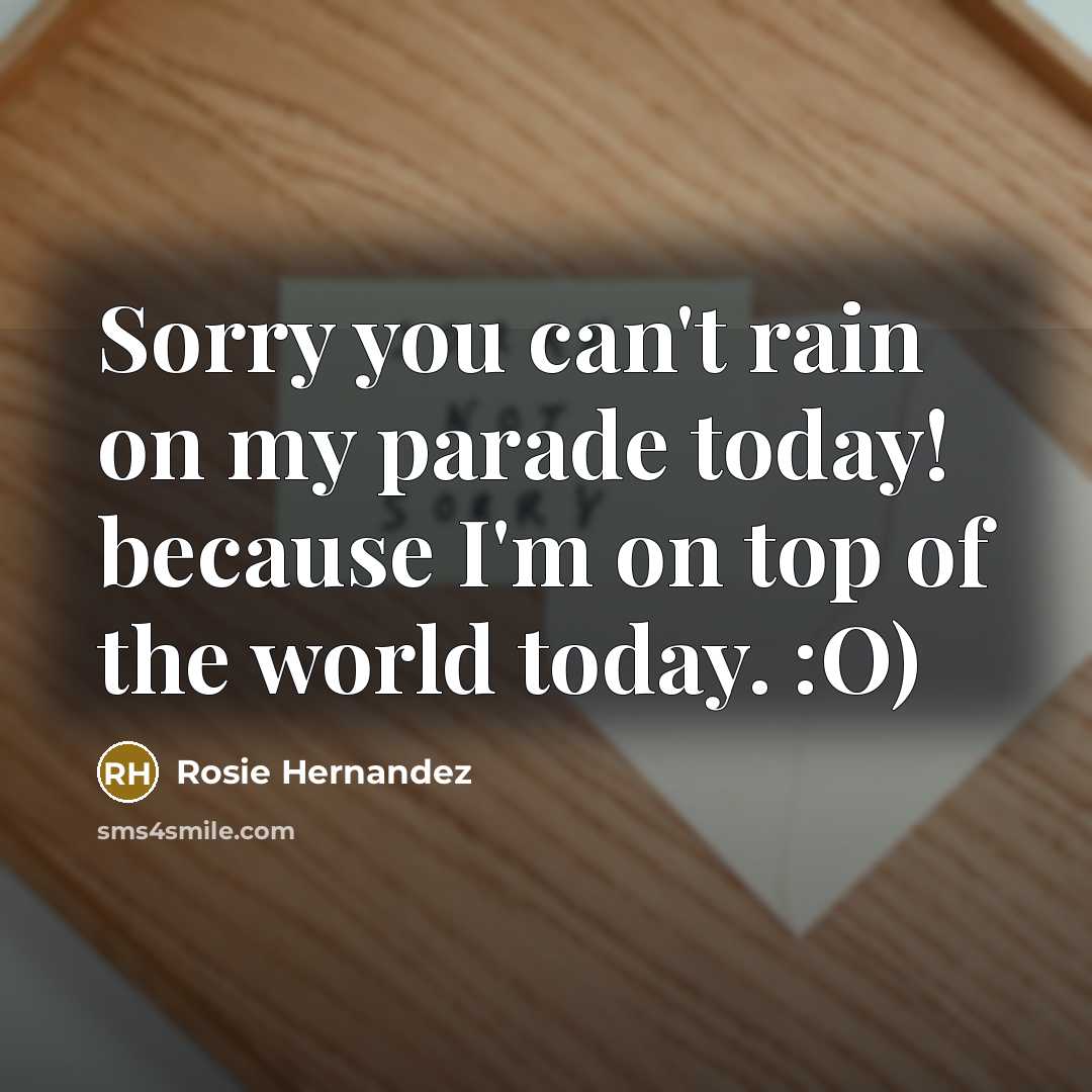 “Sorry you can't rain on my parade today! because I'm…” quote by Rosie Hernandez