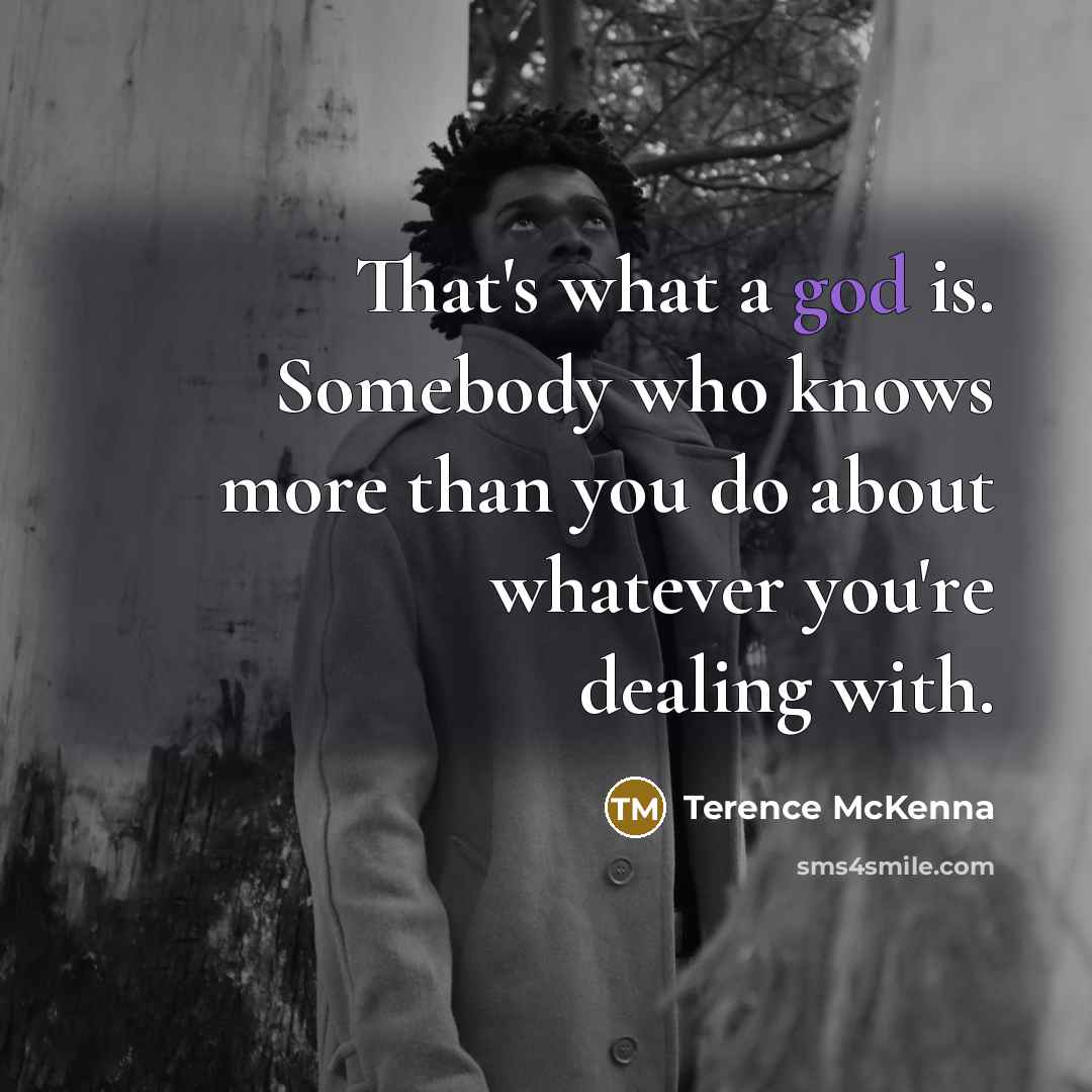 “That's what a god is. Somebody who knows more than…” quote by Terence McKenna