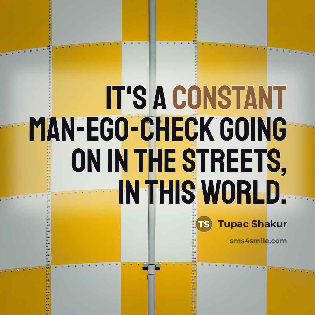 “It's a constant man-ego-check going on in the streets, in…” quote by Tupac Shakur