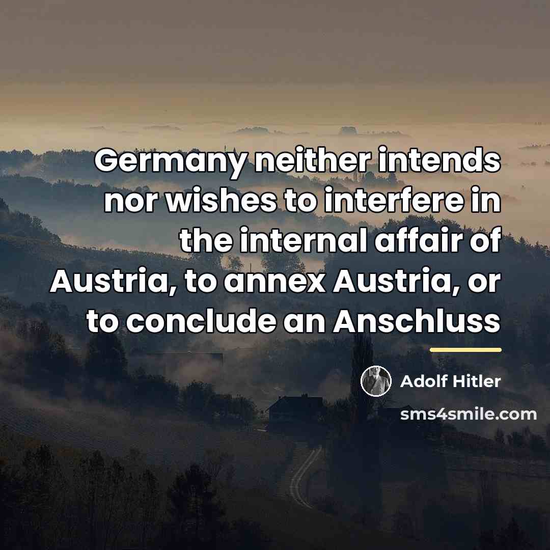 “Germany neither intends nor wishes to interfere in the internal…” quote by Adolf Hitler