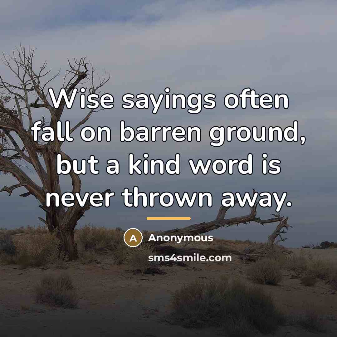 “Wise sayings often fall on barren ground, but a kind…” quote by Anonymous