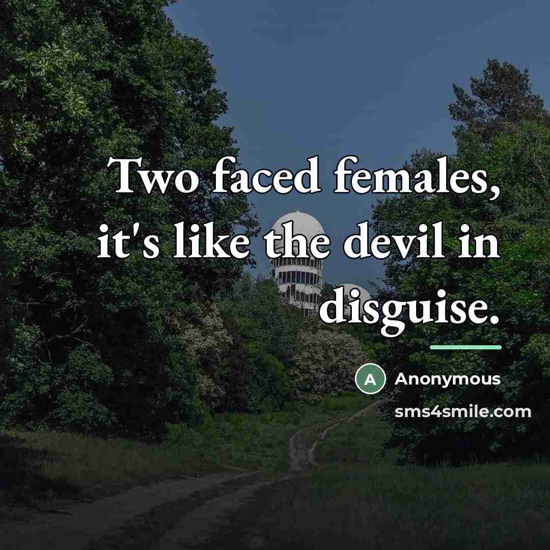 “Two faced females, it's like the devil in disguise.…” quote by Anonymous