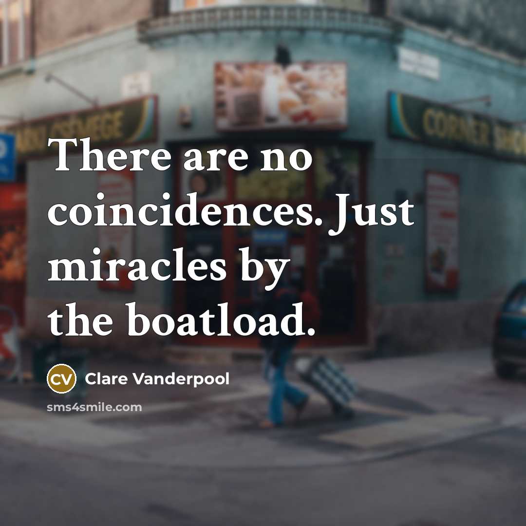 “There are no coincidences. Just miracles by the boatload.…” quote by Clare Vanderpool