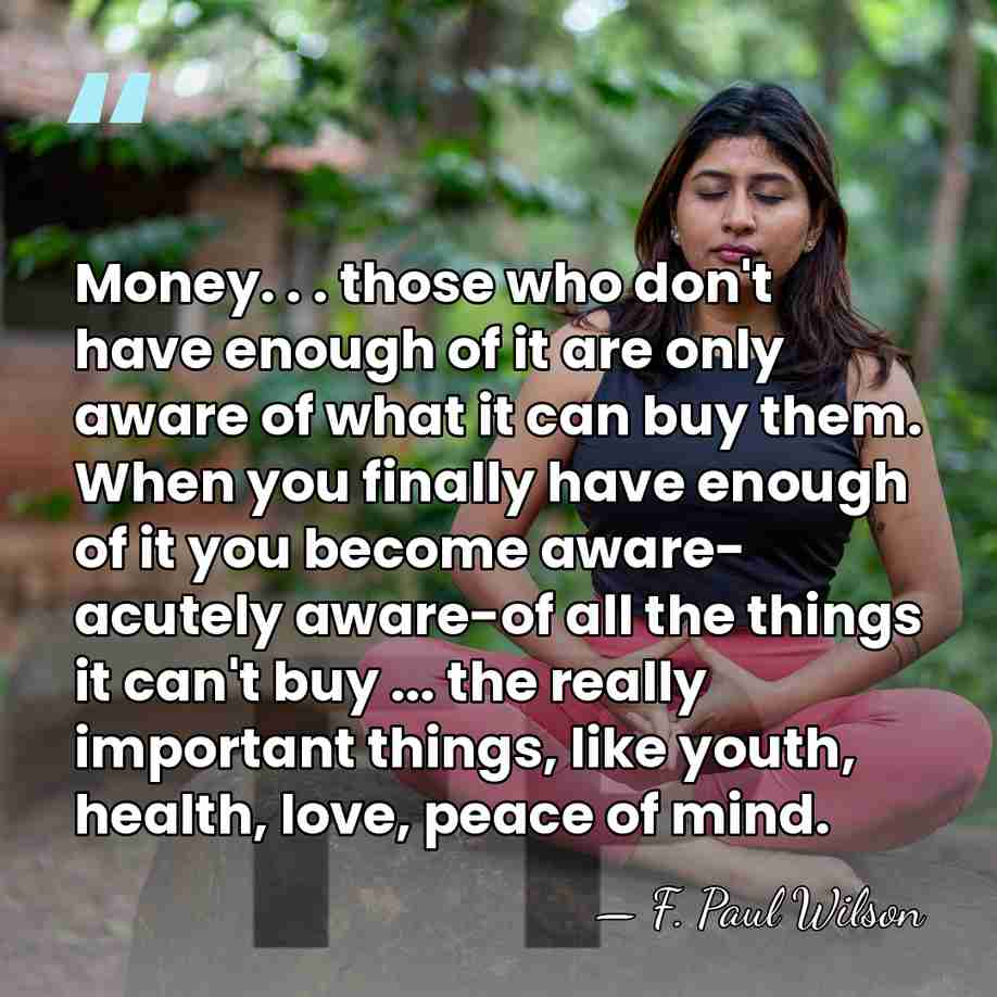Money. . . those who don't have enough of it are only&hellip; - F. Paul Wilson