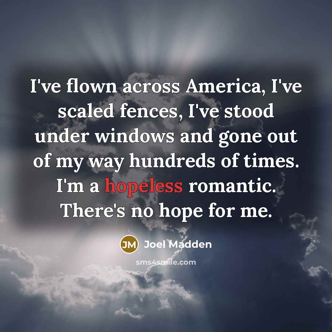 “I've flown across America, I've scaled fences, I've stood under…” quote by Joel Madden
