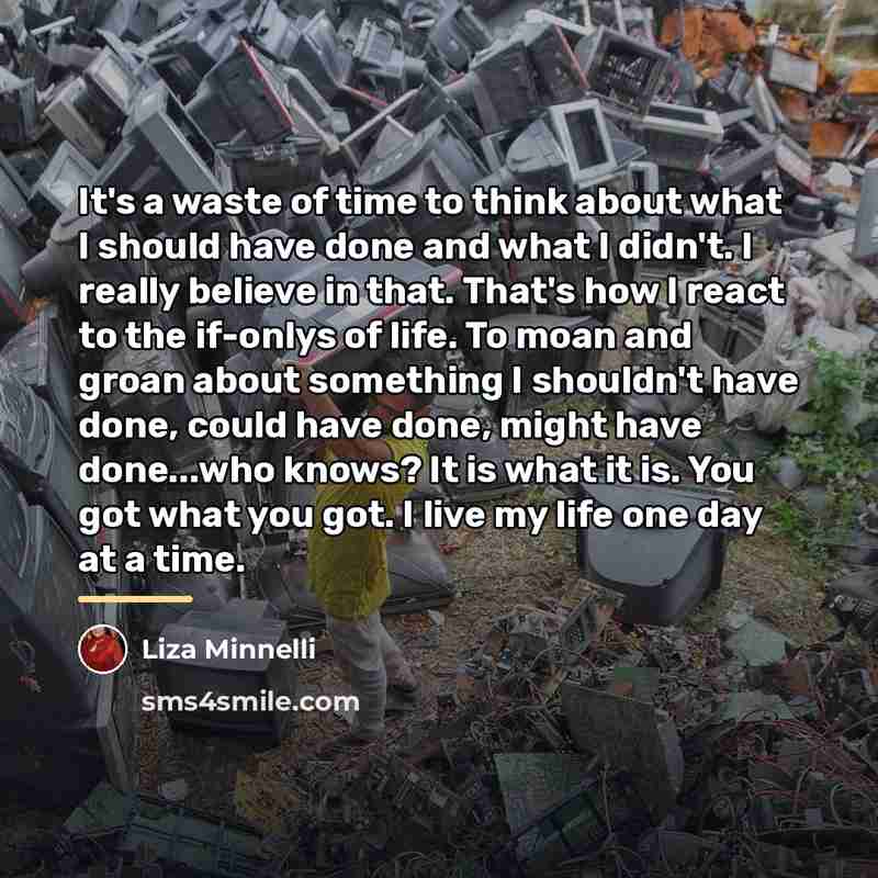 “It's a waste of time to think about what I…” quote by Liza Minnelli