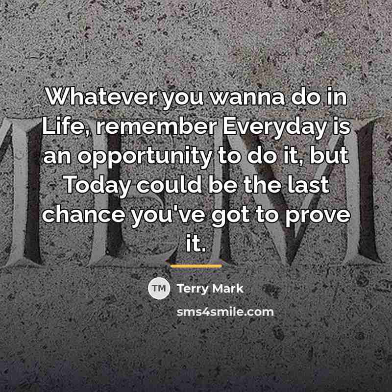 “Whatever you wanna do in Life, remember Everyday is an…” quote by Terry Mark