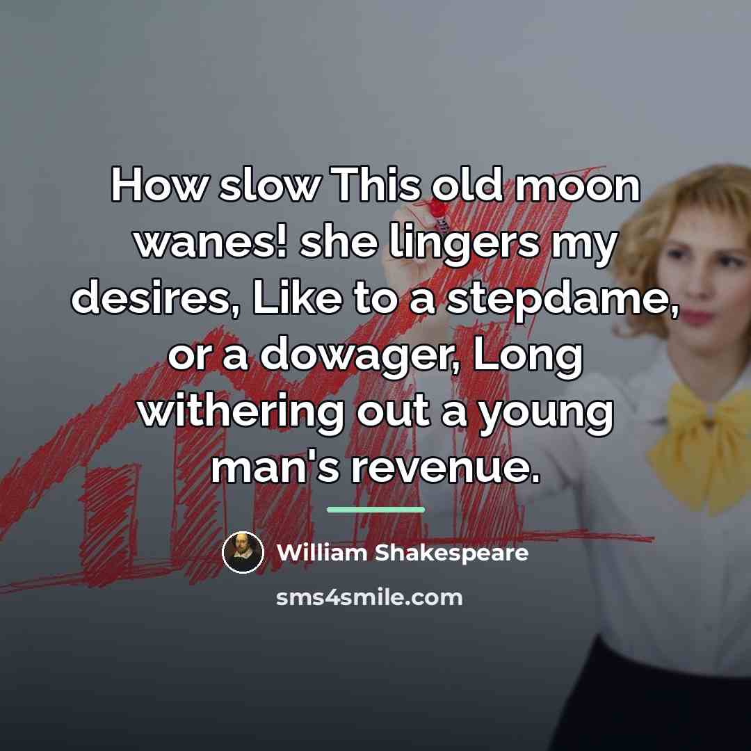 “How slow This old moon wanes! she lingers my desires,…” quote by William Shakespeare