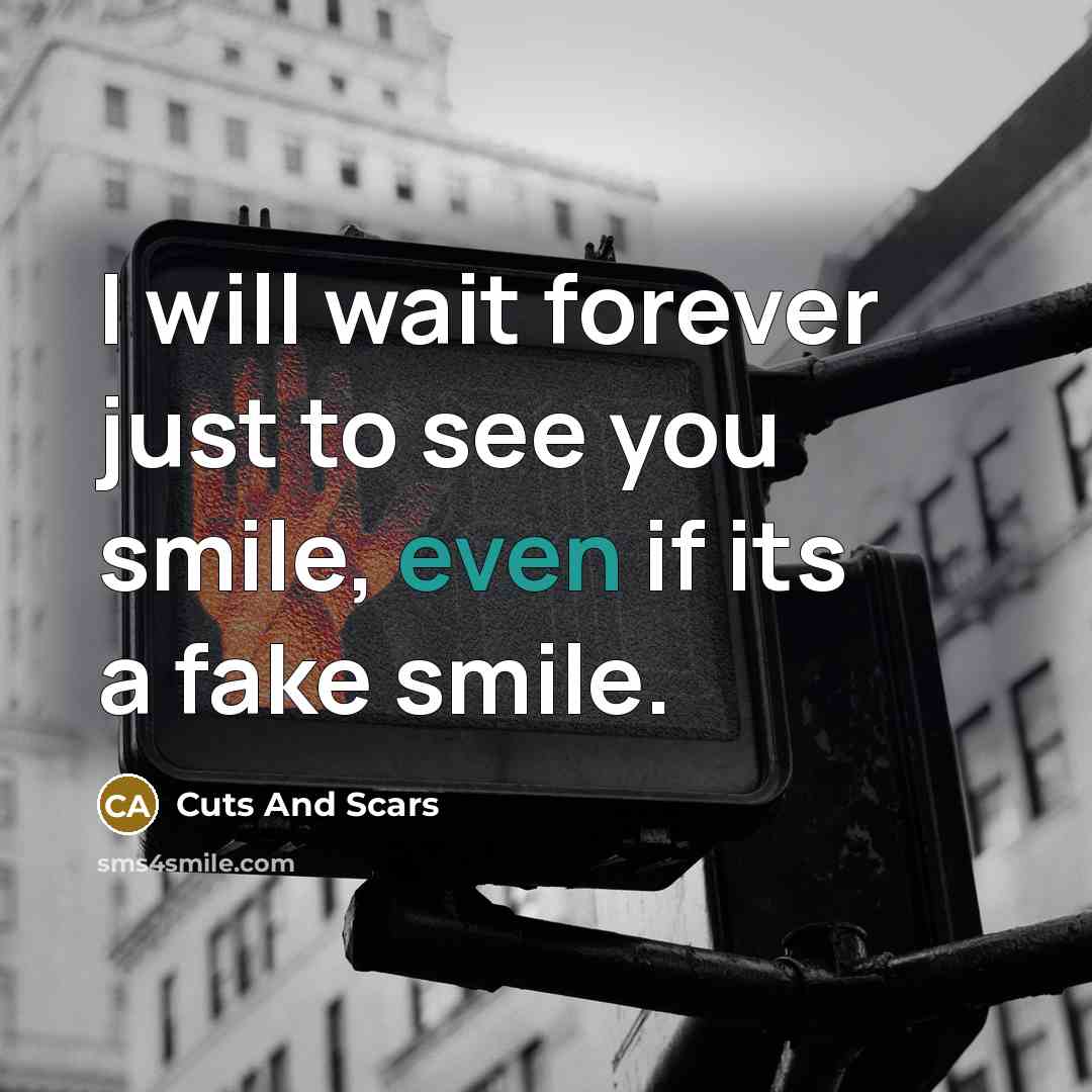 “I will wait forever just to see you smile, even…” quote by Cuts And Scars
