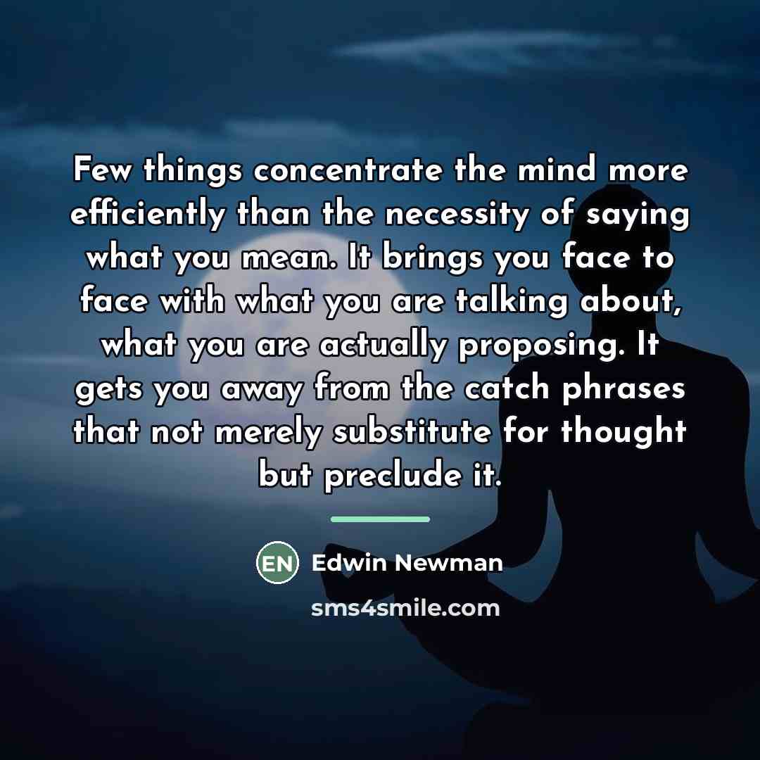 “Few things concentrate the mind more efficiently than the necessity…” quote by Edwin Newman