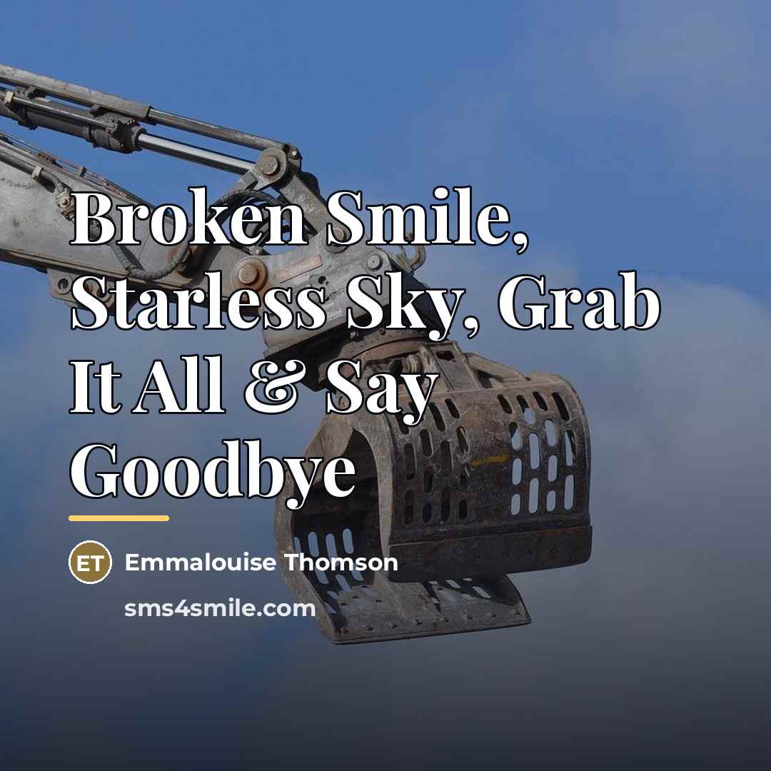 “Broken Smile, Starless Sky, Grab It All & Say Goodbye…” quote by Emmalouise Thomson