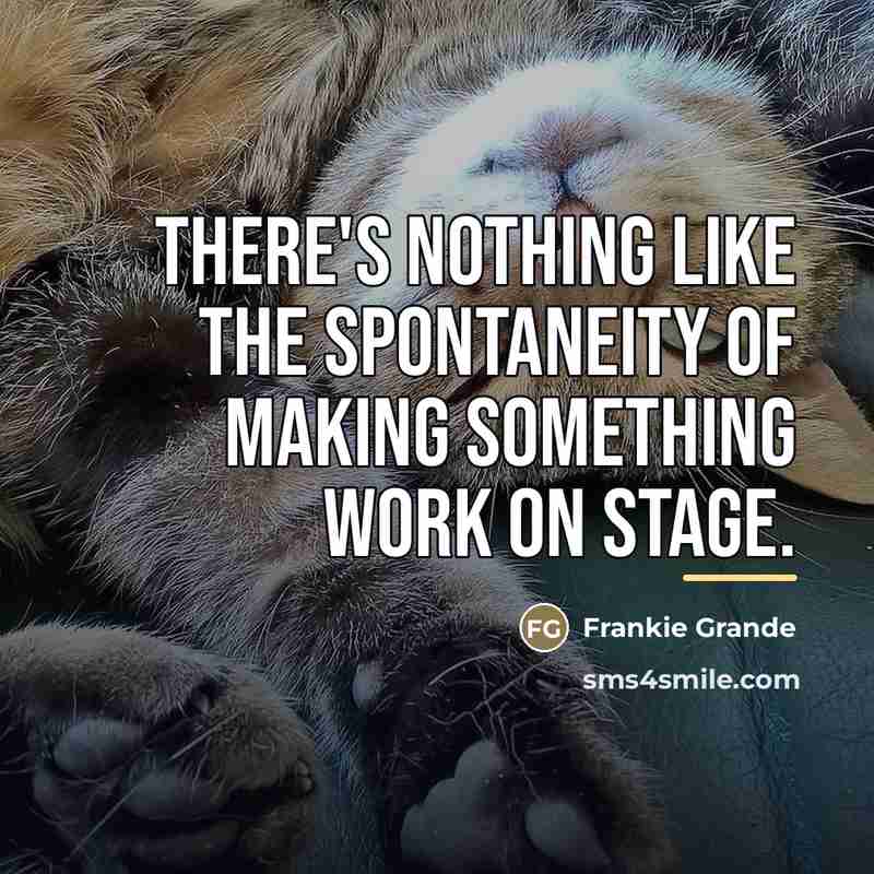 “There's nothing like the spontaneity of making something work on…” quote by Frankie Grande