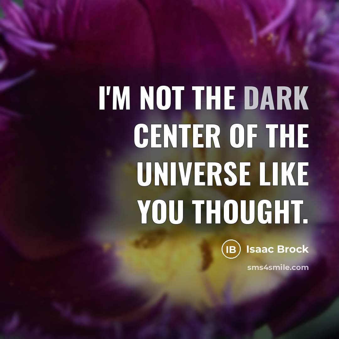 “I'm not the dark center of the universe like you…” quote by Isaac Brock