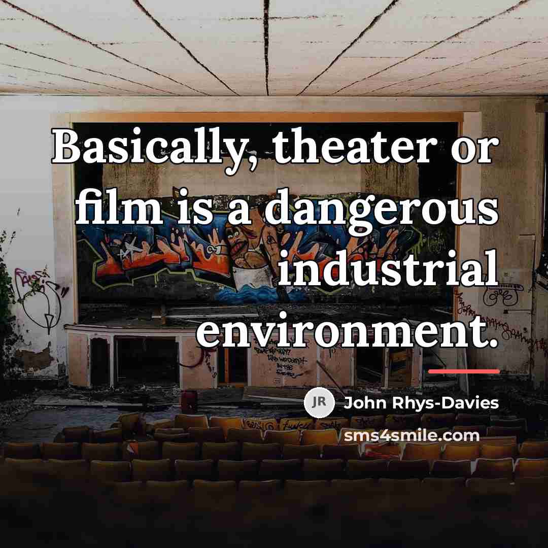 “Basically, theater or film is a dangerous industrial environment.…” quote by John Rhys-Davies