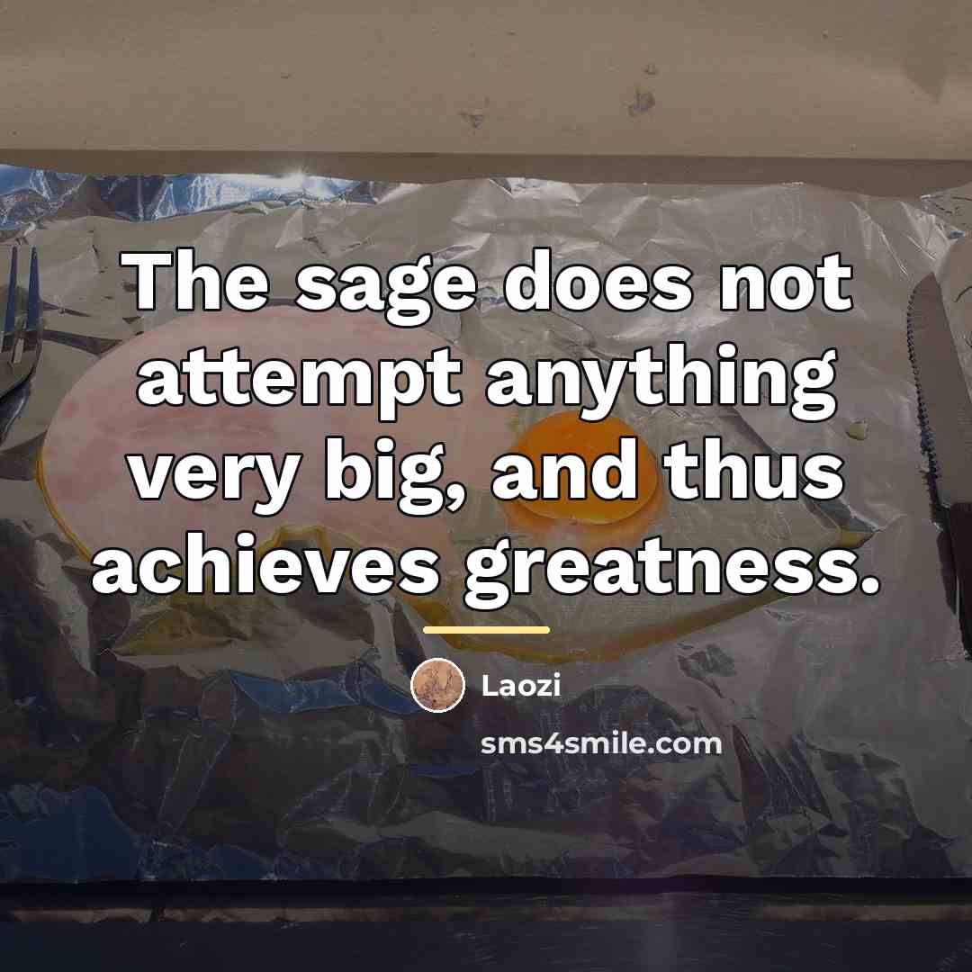 “The sage does not attempt anything very big, and thus…” quote by Laozi