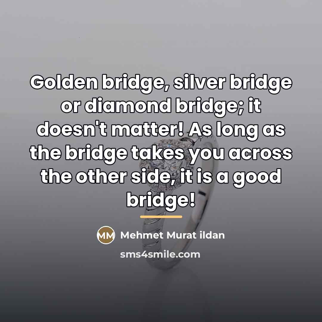 “Golden bridge, silver bridge or diamond bridge; it doesn't matter!…” quote by Mehmet Murat Ildan