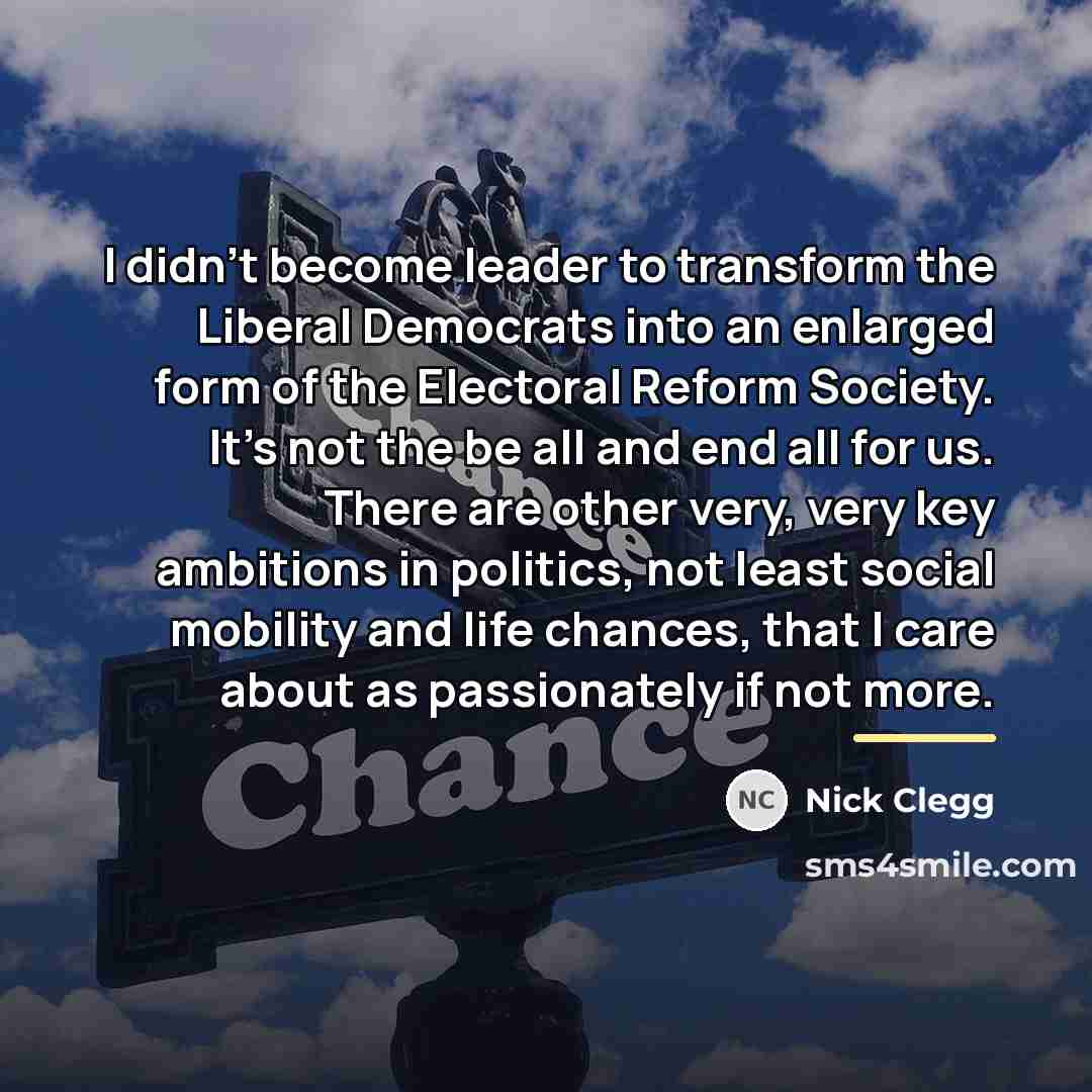 “I didn't become leader to transform the Liberal Democrats into…” quote by Nick Clegg