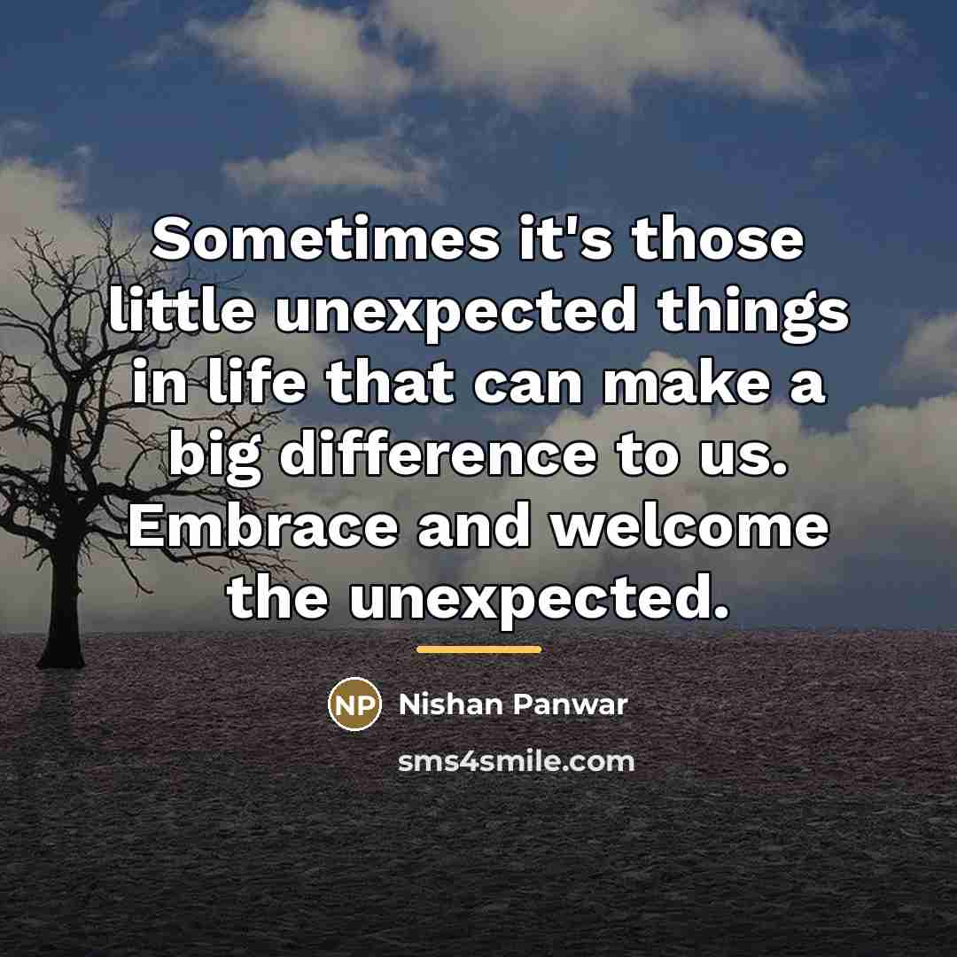 “Sometimes it's those little unexpected things in life that can…” quote by Nishan Panwar