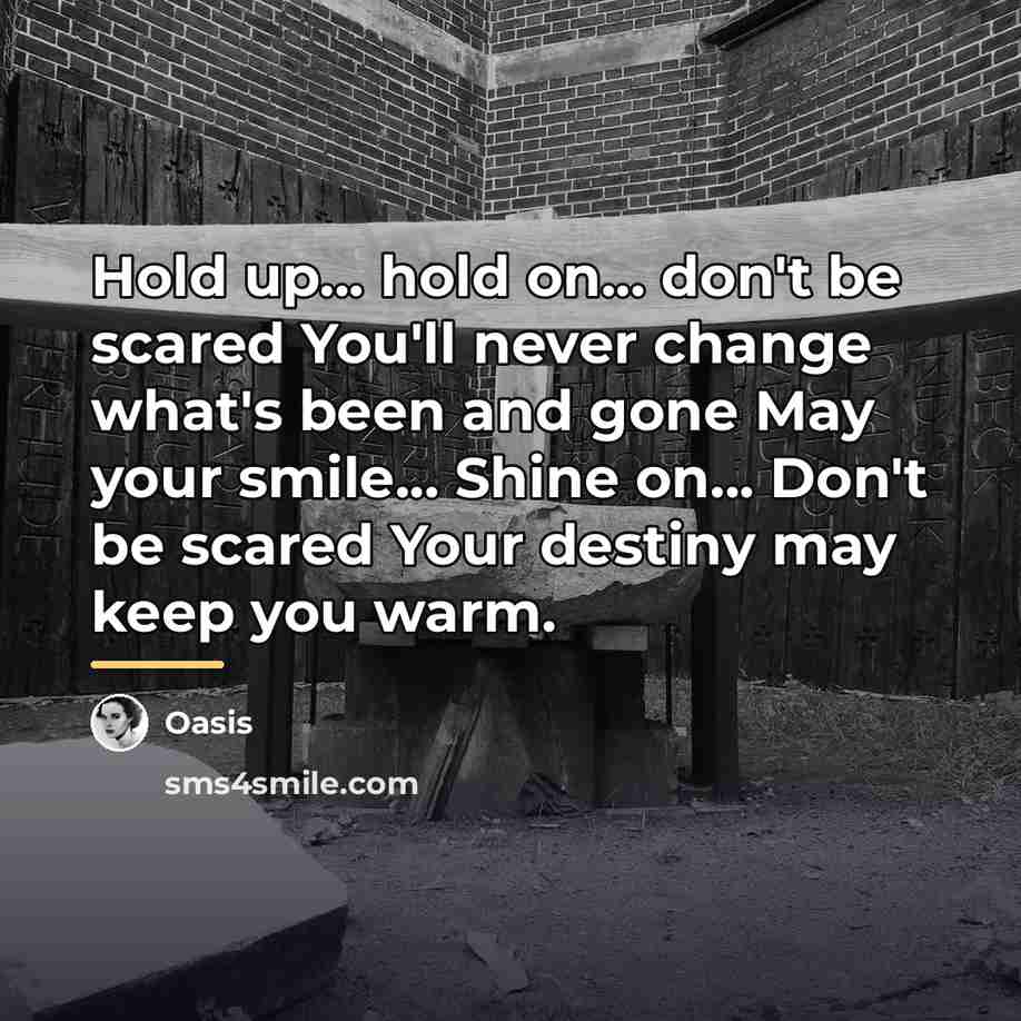 “Hold up... hold on... don't be scared You'll never change…” quote by Oasis